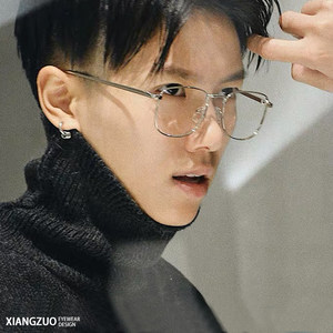 
Retro metal thin frame glasses frame gold wire gold square frame flat mirror women's men's small face finished myopia glasses frame