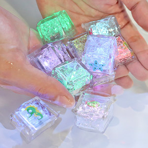 
Children's baby bathroom glowing bath toys magic floating ice cube lamp glowing colorful light changing color ice cube