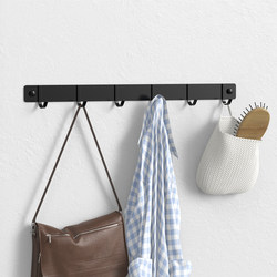 Bathroom black stainless steel square hooks for hanging clothes, strong adhesive hole-free wall hanging hooks and racks on the wall