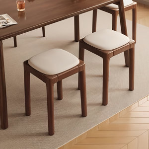 Solid wood stool for household stackable soft-packed bench living room wooden stool simple modern small square stool dining table and chair