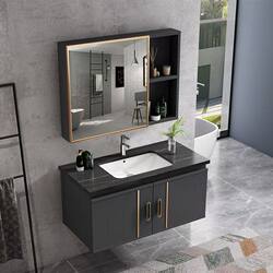 Space Aluminum Bathroom Cabinet Combination Bathroom Wall-Mounted Integrated Ceramic Basin Wash Basin Cabinet Washstand Mirror Cabinet