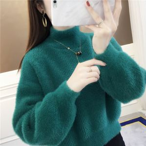 
Thickened mink velvet sweater for women 2022 autumn and winter new style short outer wear high waist age-reducing western style loose bottoming shirt
