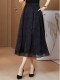 Xiangyunsha skirt women's summer mid-length national style skirt spring and autumn mother's a-line black silk skirt large size