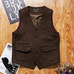 Autumn and winter American retro heavy rough flower words, casual vest wool V -neck workers, Amea Kama