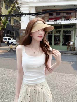 Zhao Lusi's same white camisole vest bottom shirt
