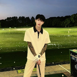 Binz's Same Style Fake Two-Piece Short-Sleeve Polo Shirt for Men, Summer Cool and Stylish High-End T-Shirt with a Sense of Design, Regular Shoulder Half-Sleeve