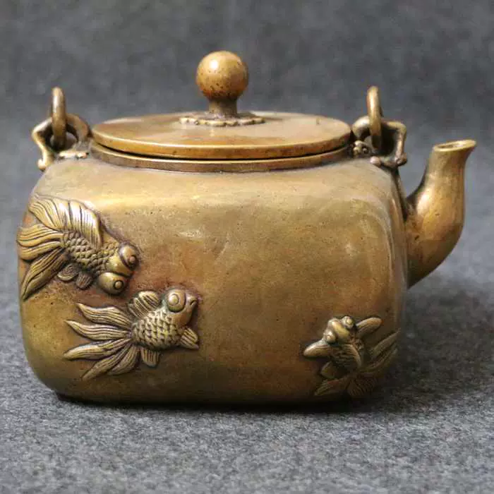藏出 古董品 清時代 古銅器 五子登科 茶壺 酒壺 急須 茶道具 煎茶道具 稀少 重520g