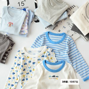 Three-piece package, so comfortable base shirt, children's cotton long-sleeved T-shirt, boys cartoon autumn clothes, spring and autumn children's clothing
