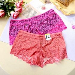 Women's Lace Panties European and American Style Ladies' Underwear Lace Sexy Plus Size Seamless Mid-Waist Boxer Briefs for Plus-Size Women
