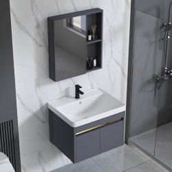 Small Apartment Wall-Mounted Bathroom Cabinet Combination with Washbasin, Integrated Ceramic Basin for Washing Face