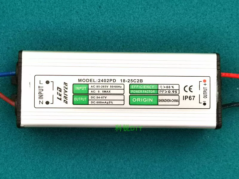 串联18-25*3W LED灯54-75W铝合金恒流防水驱动电源DC54-87V 600mA-Taobao