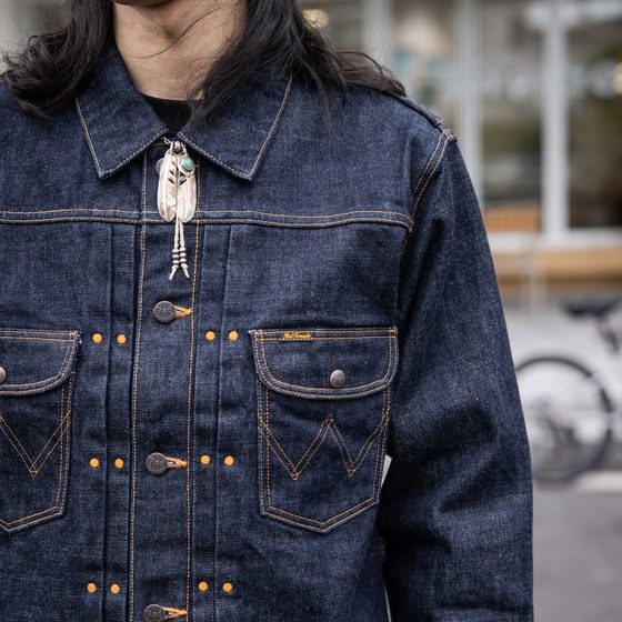 Red Wind 11mj Primary Cowboy Jacket Male 18oz Heavy Short Slim Denim Jacket Lennon Same model
