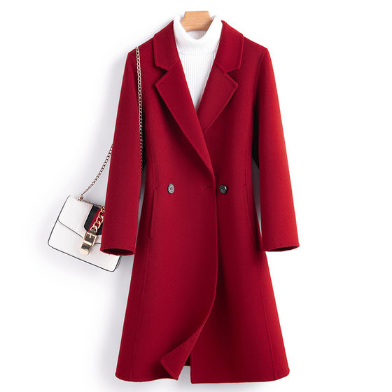 
Autumn and winter women's suit 100% wool double-sided woolen coat waist-length knee-length long style slim woolen coat new style