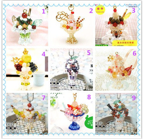 DIY hand-made beaded materials package blueberry/ice cream/dessert/fruit cup with tutorial crystal/imported rice beads