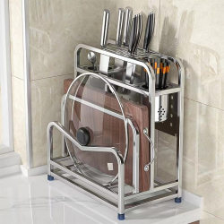 Stainless Steel Knife Holder Storage Rack Kitchen Cutting Board Organizer Chopstick Holder Integrated Cutting Board Rack Multifunctional Household Knife Rack