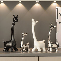 Warm Family of Four Deer Ceramic Home Decor Ornaments Light Luxury Living Room Decorations Living Room Tv Entrance Cabinet