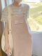 Fat mm pear-shaped body pink strap skirt large size loose and slim Japanese style belly-covering and age-reducing mid-length dress