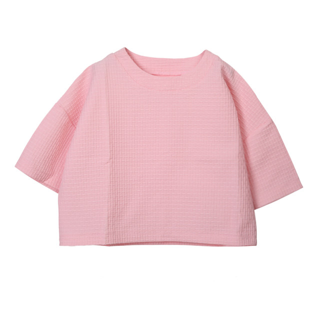 Foreign trade list, loose large size, round neck solid color pullover T-shirt for fat mm, short style, versatile, casual, short-sleeved, simple for age