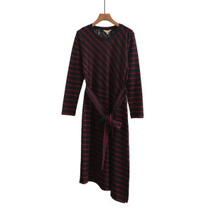 
Counter brand discount pure cotton spring and autumn new Korean style high waist strappy back lace stitching over the knee dress