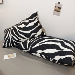 Pure Cotton Zebra Stripe Pillowcases, Set of Two, All-Cotton Single Student Double Pillow Core Cover for Home Use, 48X74Cm