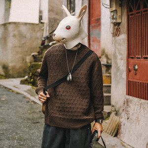 
Tu Xiansen autumn and winter simple knitted sweater round neck sweater men's Japanese casual sweater loose jacket retro trendy top