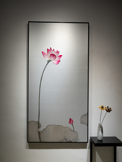 新品未使用品　刺繍絵　蓮の花　全部刺しゅう　絵画コレクション　中国　アンティーク 新品未使用品 刺繍絵 蓮の花 全部刺しゅう 絵画コレクション