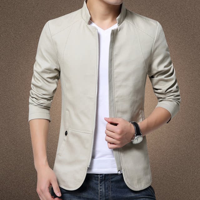 Spring and autumn men's pure cotton knitted jacket Korean style youth ...