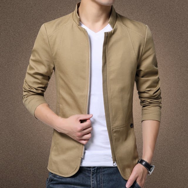 Spring and autumn men's pure cotton knitted jacket Korean style youth ...