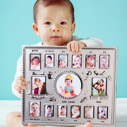 Baby's First Birthday Metal Photo Frame My First Year Growth Record 12-Month Commemorative Gift Simple