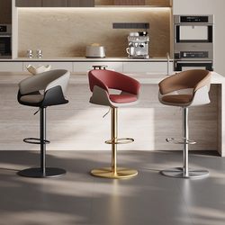 Stainless Steel Bar Stool with Adjustable Height, Modern Minimalist Home-Use High Stool, Bar Chair, Italian-Style Light Luxury Island Chair