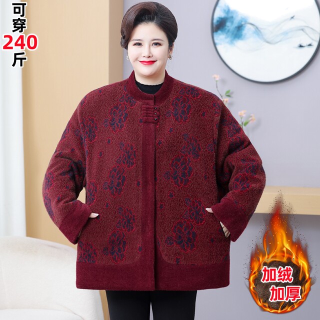 Middle-aged and elderly people with winter clothes, fat plus size jacket, female grandmother and mother plus velvet top imitation mink velvet thick clothes