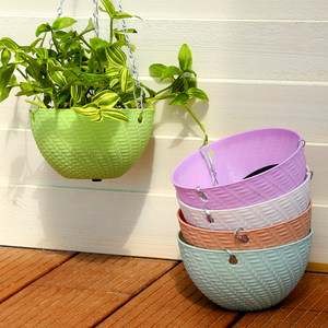 Spider plant hanging basket flower pot fishing hanging hook green radish plastic resin round thickened rattan hanging pot hanging ball
