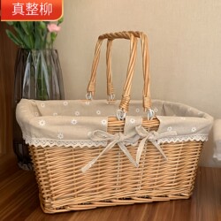 Wicker Storage Basket, Flower Basket, Shopping Basket, Rattan Fruit Basket, Hand-Held Basket, Vegetable Basket, Picnic Basket, Storage Bin, Egg Basket