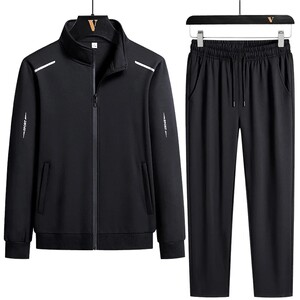 
A casual suit for men's sweatshirts and sportswear for spring and autumn fatty wear trendy plus fat plus size stand collar jacket