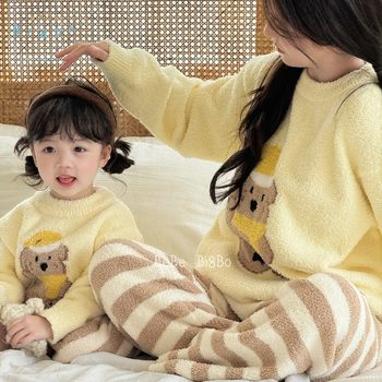 
Parent-child winter pajamas, half velvet home clothes