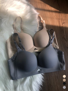 Japanese light kapok bras set without trace gathered up to adjust the integrated light surface thin small breasts without empty cup underwear women