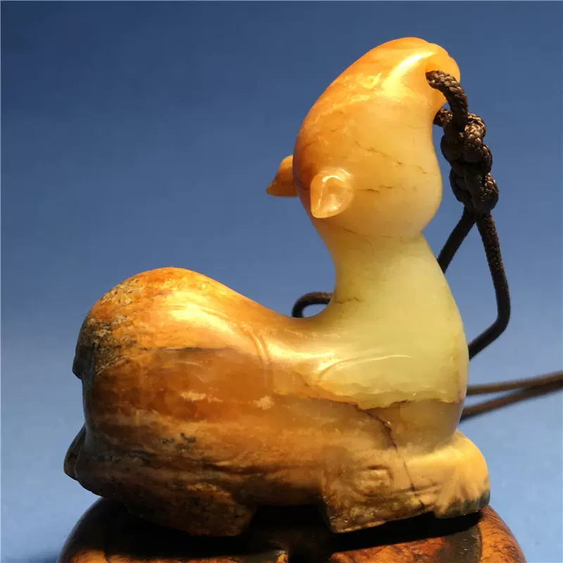 古和田玉彫◇高古玉彫「 戰漢◇ 乳釘紋 雙龍耳 三