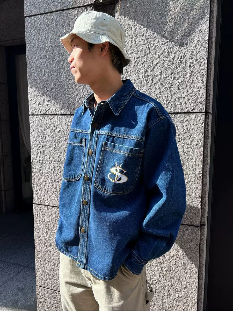 YARDSALE Phantasy Denim Jacket复古刺绣长袖牛仔水洗纽扣夹克-Taobao