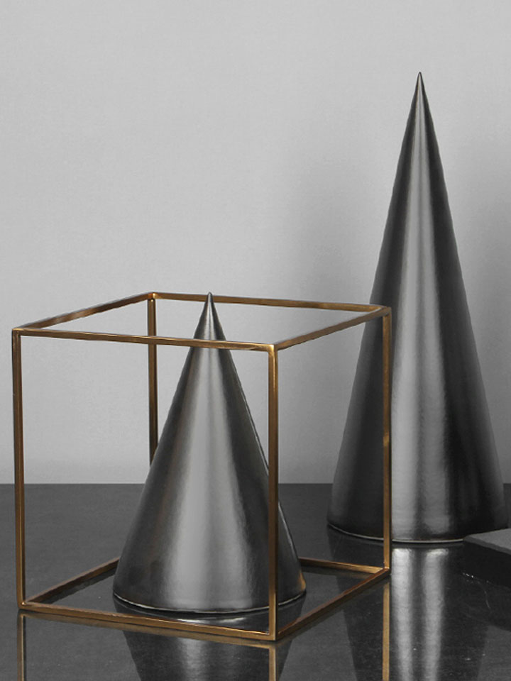 简约现代创意几何金属釉陶瓷桌面摆件