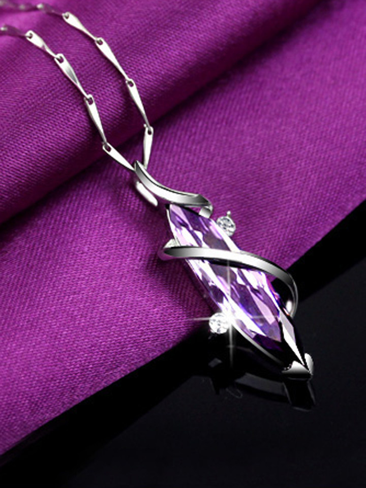 英菲银饰珠宝纯银紫水晶女士项链