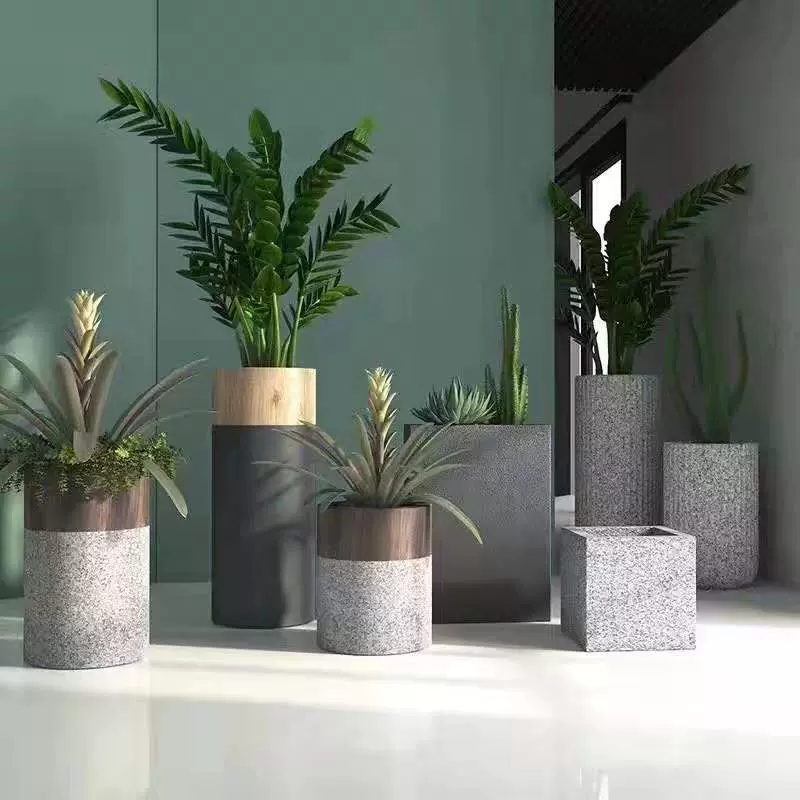 新款北欧花器家居软装玻璃钢落地大花瓶售楼处酒店别墅摆件