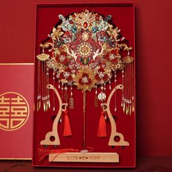 DIY Wedding Fan Kit for Brides, Two-Tone Double-Sided High-End Wedding Fan, Ready-Made Wedding Fan for Marriage