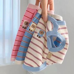 Striped Pet Vest Thin Style for Teddy, Bichon, Pomeranian, Yorkshire Terrier, Small Dogs, Cats, Dog Clothes for Summer