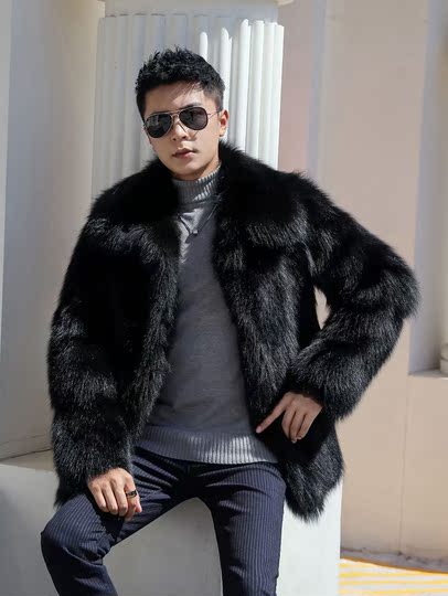 Vidillai メンズ 本革 フォックスファー フード付きコート - 冬 2024