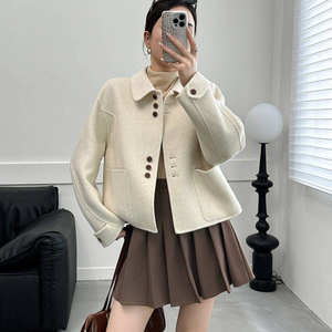 
Korean double-sided cashmere coat women's short 2025 new style single-breasted small fragrant woolen coat fashionable and versatile