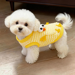 Dog Clothes Autumn and Winter New Cute Cartoon Sweatshirt Fleece-Lined Warm Teddy Schnauzer Leashable Pet Apparel