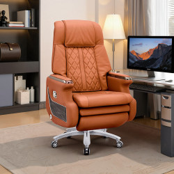 High-End Electric Massage Executive Chair, New Style Office Recliner, Comfortable for Napping, Long-Term Sitting, Business Seat, Genuine Leather