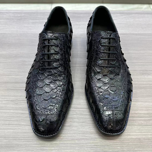 Ruthless Italian imported snakeskin slip-on business formal leather ...