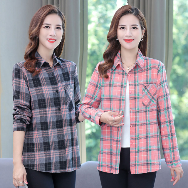 Women's pure cotton shirt 2024 spring new style grinding plaid large size shirt casual loose summer sun protection jacket