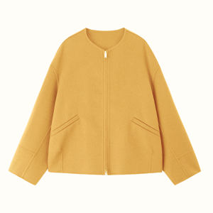 [Exclusive for trouble] Zippered short round neck coat YT241101